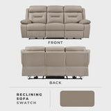 Lexicon Power Double Recliner Sofa, Top Grain Leather Match Reclining Sofa with Pillow Top Armrests, Home Theater Seating, Wall Hugger Recliner Couch with USB Port, 87" W, Latte Lexicon