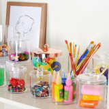 6 Pack Qtip Dispenser Apothecary Jars Bathroom with Labels - Qtip Holder Storage Canister Clear Plastic Acrylic Jar for Cotton Ball,Cotton Swab,Cotton Rounds,Floss Picks, Hair Clips (Clear) SheeChung