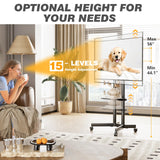 Rolling TV Stand with Upgraded Wheels for 32-70 Inch TVs, Height Adjustable Mobile TV Stand with Laptop Shelf, Mobile TV Cart with Heavy Duty Structure up to 88lbs for Living Room, Patio, Office TVON