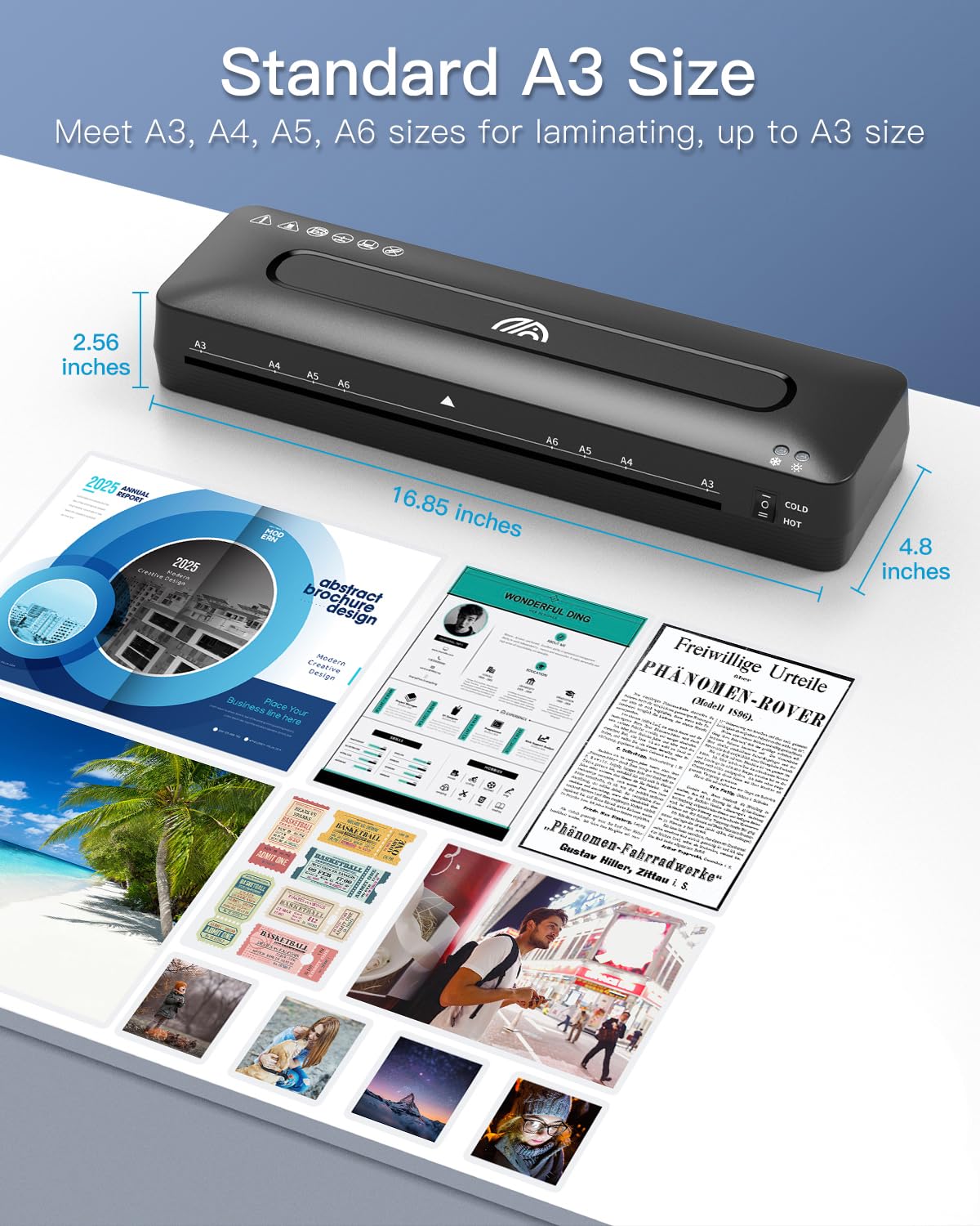 Laminator Machine A3 Laminating Machine - Laminator Machine 11x17, Cold Thermal Laminator with Cutter and Corner Rounder, 13 Inch Laminator Machine with Laminating Sheets for Home Office School MAXDONE