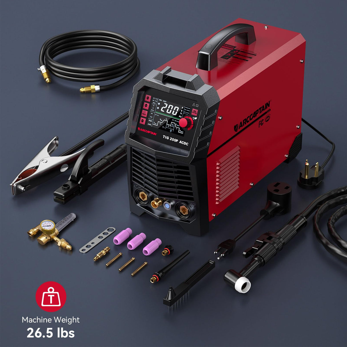 ARCCAPTAIN TIG Welder AC/DC 200Amp with Pulse, Aluminum TIG Welder 110V/220V TIG Welder with Square/Triangular Wave/Stick/MMA/Spot 7 in 1 MultiProcess Welding Machine ARCCAPTAIN