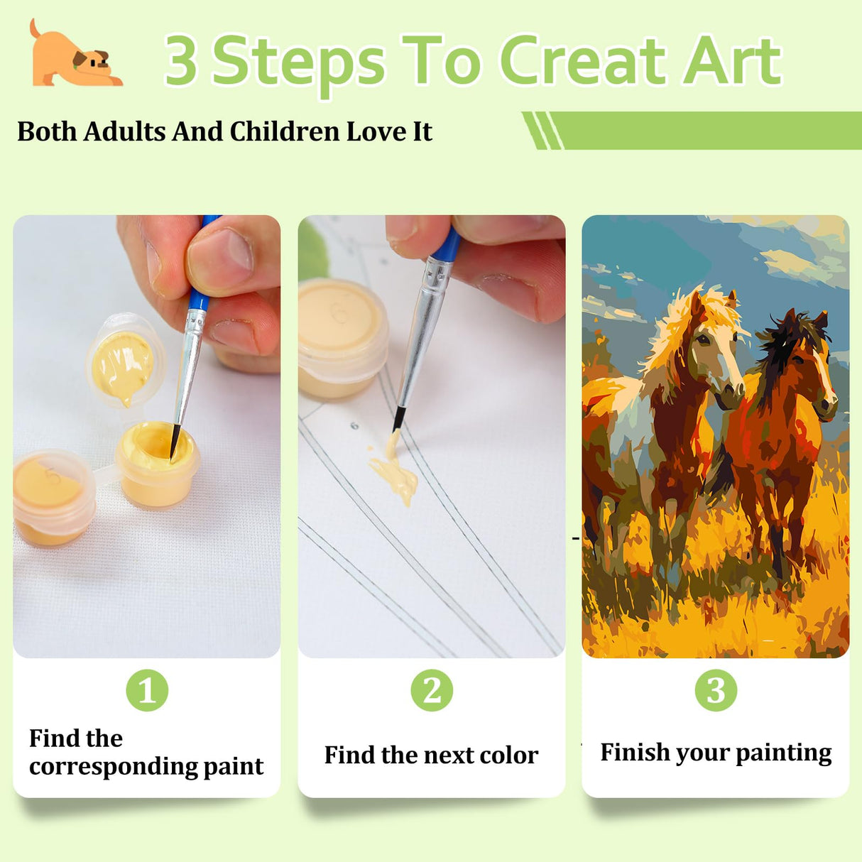 Reivworl Horse Paint by Numbers Kit for Adults, Horse Paint by Number, Painting by Number for Gifts and Home Wall Decor 16x20Inch Reivworl