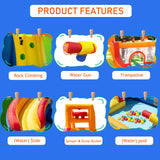 HuaKastro Inflatable Bounce House Water Slide – Backyard Water Park for Kids with Slide, Pool (Ball Pit), and Bucket Dump for Outdoor/Indoor Play, Perfect for Summer Fun (Blower Included) HuaKastro