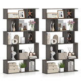 Tangkula 5-Tier Geometric Bookshelf, 62”H Bookcase with Open Shelves & Closed-Back Cubes, S-Shaped Decorative Display Rack Storage Organizer for Living Room Bedroom Home Office (2, Gray Oak) Tangkula