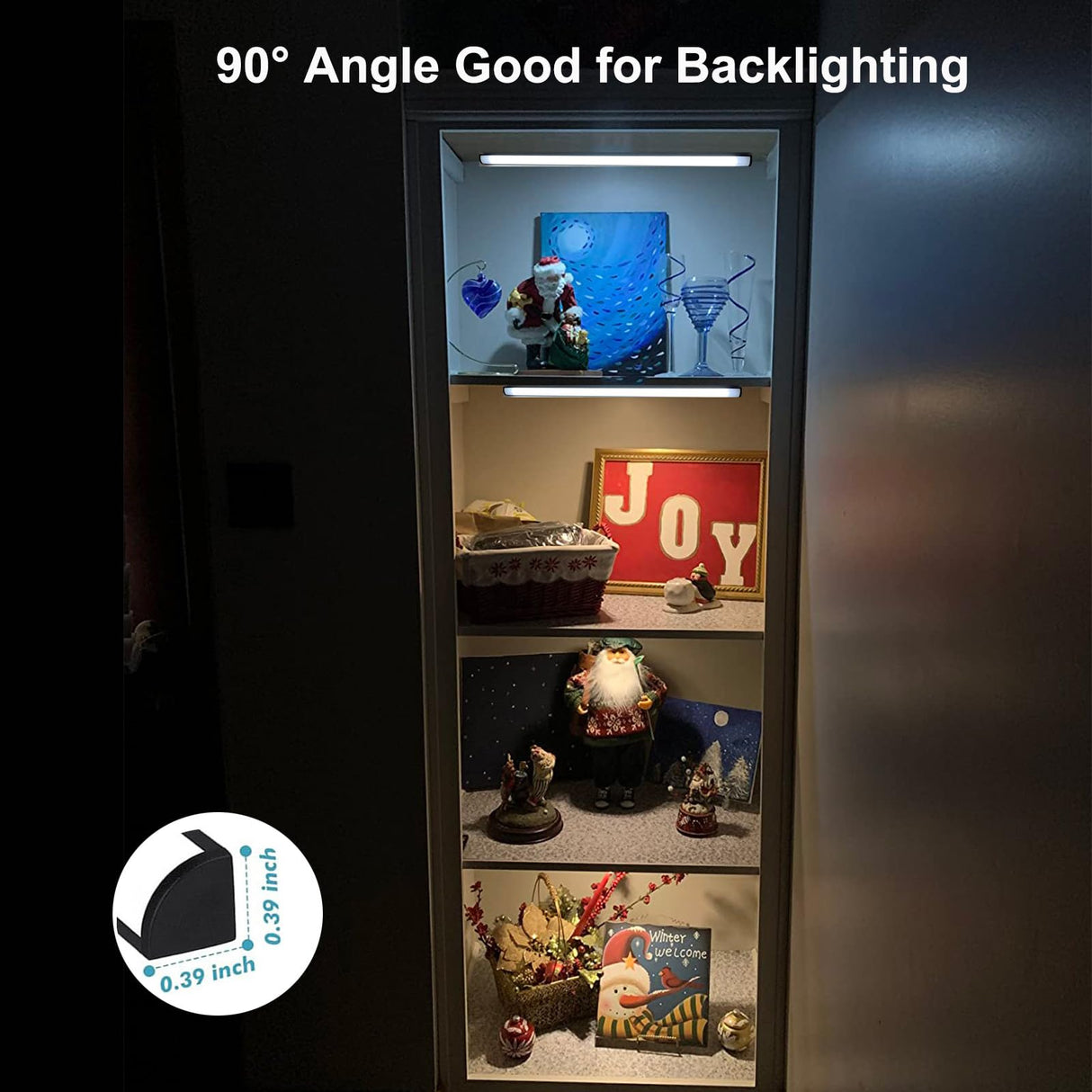 Martronic 4-Pack 12 Inch LED Display Case Lighting Kit, Black Dimmable Bookshelf Light Bars with 12V Power Adapter, 6000K Bright White, Plug-in Slim Lights for Shelves, Curio Cabinets, and Bookcases Martronic