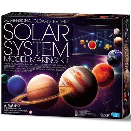 4M 3D Glow-in-the-Dark Solar System Mobile Making Kit - DIY Science Astronomy Learning Stem Toys Educational Gift for Kids & Teens, Girls & Boys 4M