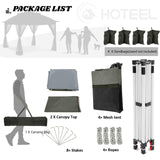 COBIZI 12x12 Pop Up Gazebos On Clearance - Upgrade Easy Up Metal Outdoor Gazebo Waterproof - Portable Gazebo with Mosquito Nettings, 4 Ropes 8 Stakes and Carry Bag for Patio Garden(Dark Gray) COBIZI