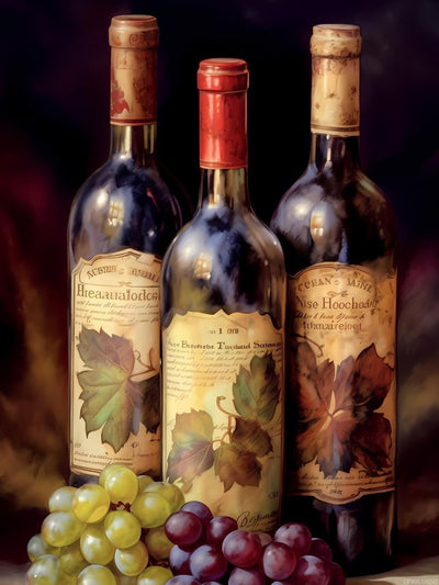 Food DIY Diamond Painting Kits for Adults, Vintage Wine Fruit Diamond Art 5D Diamond Dots Art Round Full Drill Gem Painting Embroidery Kits Gifts 12x16 inch