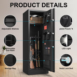 HEANVO 10-12 Gun Safe for Rifles and Pistols, Rifle Safes for Home, Digital Locking Gun Cabinet, Shotgun Safe with Dual Alarm System, Large Rifle Cabinet with Removable Shelf HEANVO
