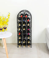 PAG 23 Bottles Arched Freestanding Floor Metal Wine Rack Wine Bottle Holders Stands, Black PAG