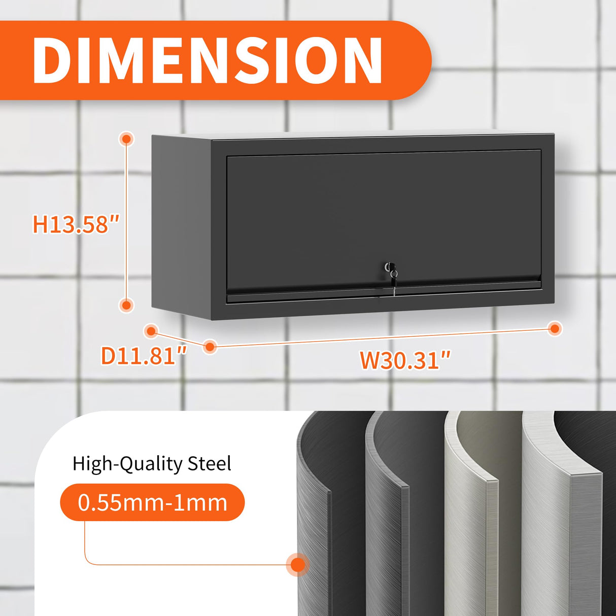 DARTIIA Metal Wall Cabinet with Up-flip Door，Garage Storage Cabinet,Wall-Mounted Storage Cabinet for Kitchen,Garage,Warehouse，Office,Black,Assembly Required DARTIIA