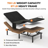 koorlian Adjustable Bed Frame Split King with 5 Height Options, High Thrust Quiet Motors, A&C USB Ports, Independent Head & Foot Incline, 10 Minutes Tool-Free Easy Assembly, Wireless Remote Control koorlian