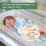 Baby Announcement Sign for Welcome Baby - Double-Sided Hello World Newborn Name Sign for Hospital with Marker and Stand, Wooden Birth Announcement Giftacity