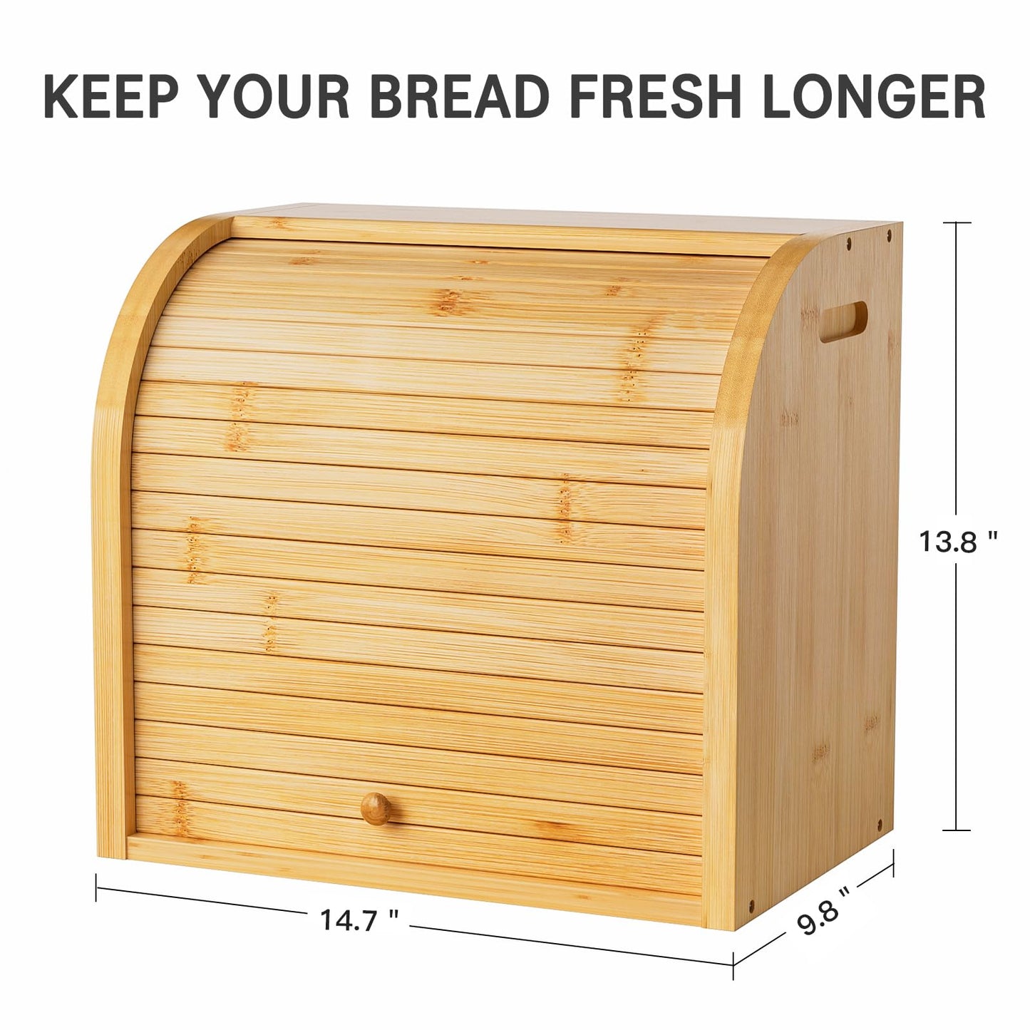 Merysen 2 Tier Bamboo Bread Box for Kitchen Countertop–Bread Storage Holder, Large Capacity Bread Storage Container, with Removable Layer for Home Storage and Display (Self-assembly)