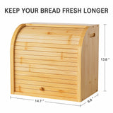 Merysen 2 Tier Bamboo Bread Box for Kitchen Countertop–Bread Storage Holder, Large Capacity Bread Storage Container, with Removable Layer for Home Storage and Display (Self-assembly) Merysen