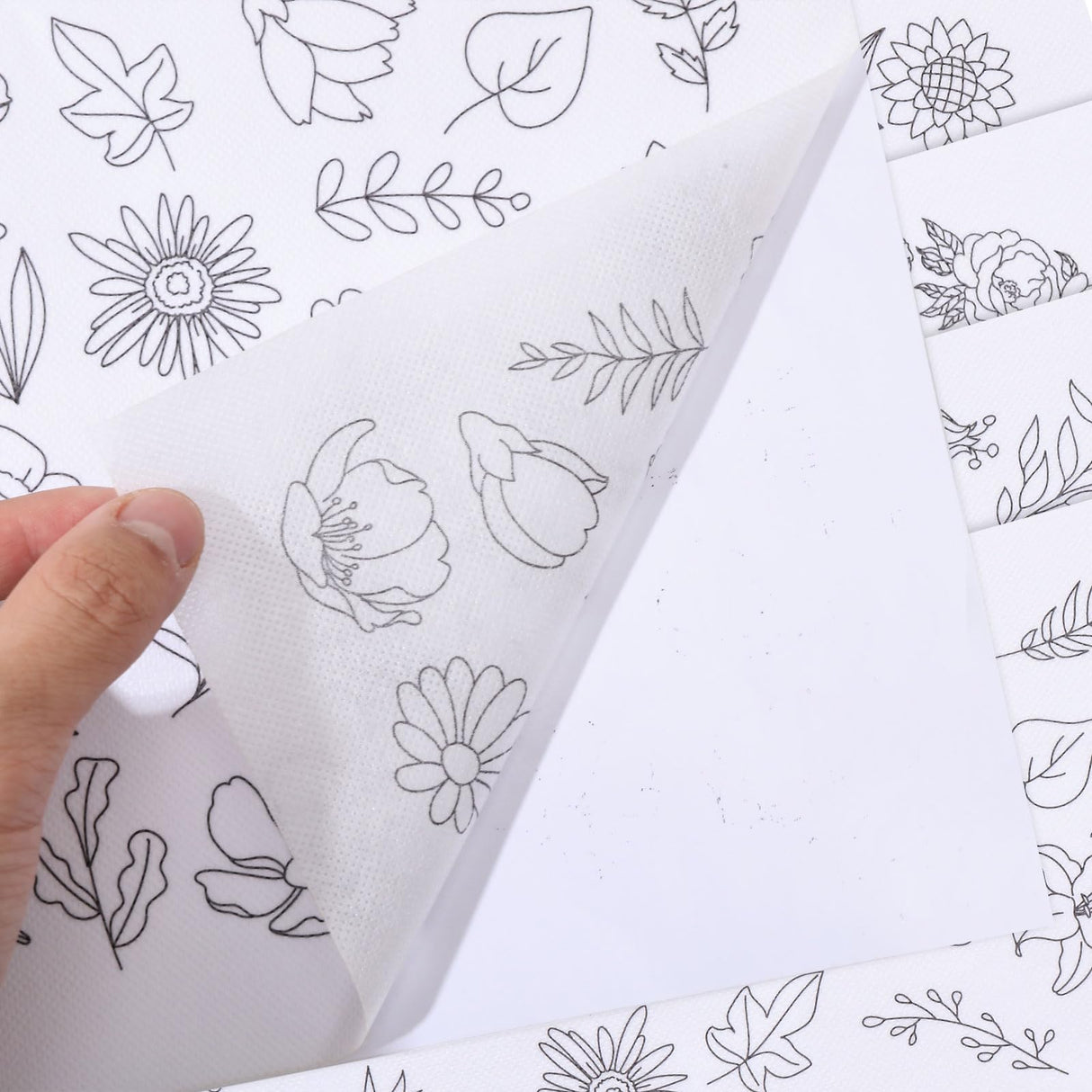 ORIGACH 4 Sheets 105 Pcs Water Soluble Embroidery Patterns Stabilizers - Pre-Printed Floral, Flowering Shrubs & Leaves Designs - Stick & Stitch Embroidery Paper for Hand Sewing Lovers ORIGACH