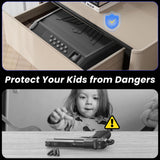 MOJOHAND Gun Safe for Pistols with LCD Display of Temperature Humidity, Fingerprint Quick-Access, Firearm Safety Device with Keys, Smart Handgun Safe for Nightstand, Car, 2 Gun Capacity MOJOHAND