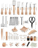 FOUSNOW Leather Working Kit Leather Working Tools, Ergonomically Leathertooling Kit Crafting Supplies with Swivel Knife for Stamping Cutting Punching Stitching Scraping Sewing Polishing Crafts FOUSNOW