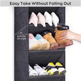 SLEEPING LAMB Over The Door Shoe Organizer for Closet with Large Deep Pockets, Narrow Shoe Rack for Door Hanging Boots Storage, Black SLEEPING LAMB