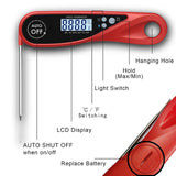 Sangaotian Digital Meat Thermometer, Instant Read Cooking Thermometer with Backlight, Magnet, Waterproof & Foldable, Fast & Precise, Ideal for Deep Fry, BBQ & Roast Turkey,Red sangaotian