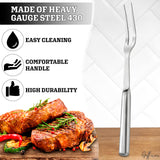 Browne Two Pronged Fork Tine Elite - 11 Inch Kitchen Forks Carving Fork for Meat Stainless Steel Kitchen Utensils Meat Fork Carving - Silver Heavy Duty Serving Fork Carving Set Meat Forks for Kitchen Guffman