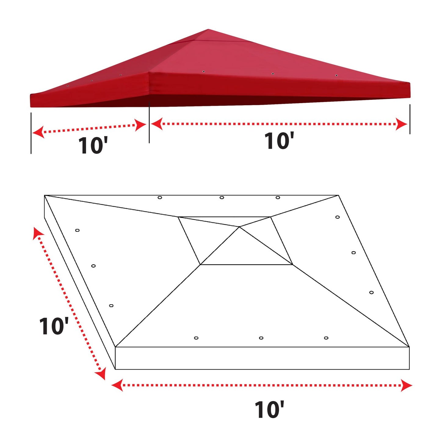 BenefitUSA Replacement 10'X10'Gazebo Canopy top Patio Pavilion Cover Sunshade Polyester Single Tier (Burgundy)