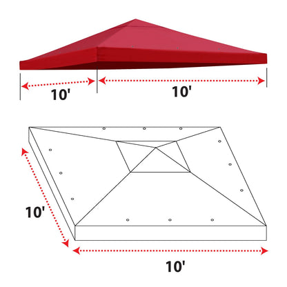 BenefitUSA Replacement 10'X10'Gazebo Canopy top Patio Pavilion Cover Sunshade Polyester Single Tier (Burgundy)