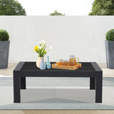 Wisteria Lane Aluminum Outdoor Furniture Patio Coffee Table, All-Weather Outdoor Metal Coffee Table, Modern Rectangle Coffee Table for Balcony, Garden, Black Wisteria Lane