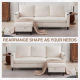 POYISOU Sectional Couches for Living Room, L Shaped Couch with Storage Ottoman, Small Sofa Comfy Couch with 2 Cup Holders, Modern 3 Seater Convertible Sofas for Apartment, Office, Beige POYISOU