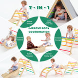 7-in-1 Pikler Triangle Set - Wooden Toddler Climbing Toys, Indoor Playground with Ramp for Sliding or Climbing, Jungle Gyms for Toddlers, Montessori Climbing Set-Medium nigwet