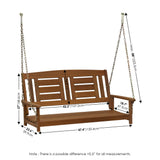 Furinno Tioman Hardwood Patio / Garden / Outdoor 4ft Porch Swing, 2 Seater with Hanging Chains, Natural Furinno