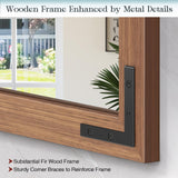 Mestikits 24x36 Inch Farmhouse Mirror for Bathroom, Brown Wood Framed Rustic Mirror, Rectangle Wall Decor Mirrors for Entryway, Courtyard, Bedroom Mestikits