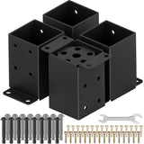 4 PCS Metal 4×4 Post Base, Inner Size 3.5"x3.5" Heavy Duty Post Bracket with Anti-Corrosive Partition, Powder-Coated Post Anchor for Pavilion Deck Railing Support Deck Base Plate PGGP