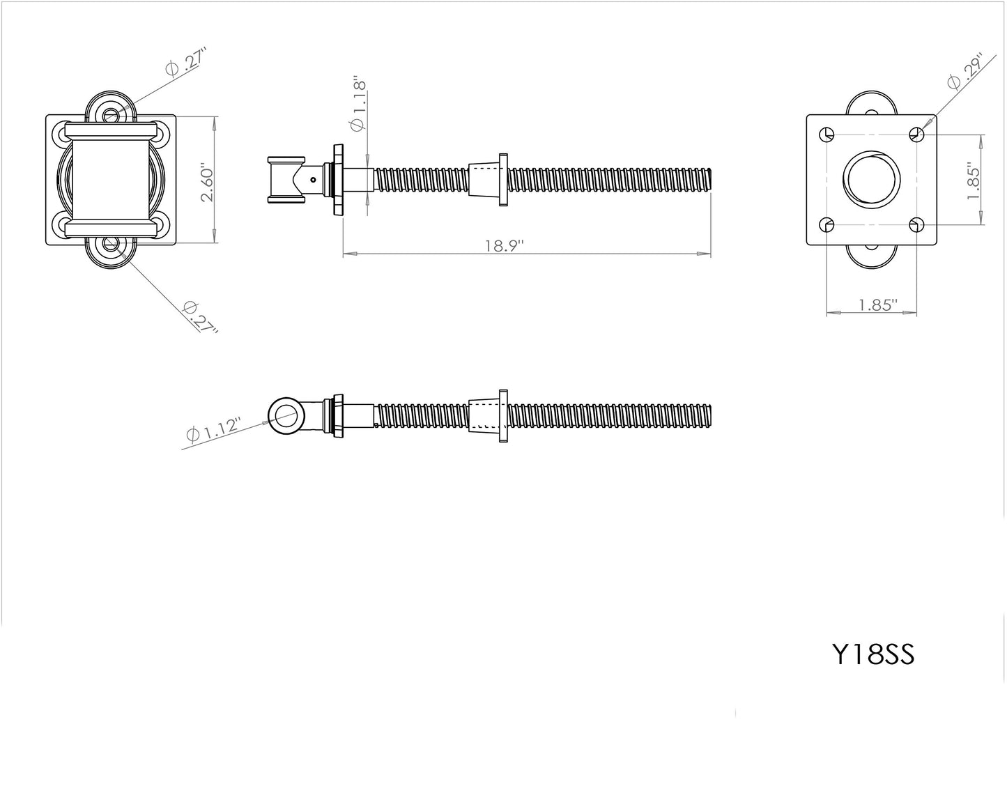 Yost Vises Y18SS Vise Screw | 18 Inch DIY Vise Tool | Solid Steel Main Screw with a Cast Iron Body Construction, Blue Metallic - WoodArtSupply