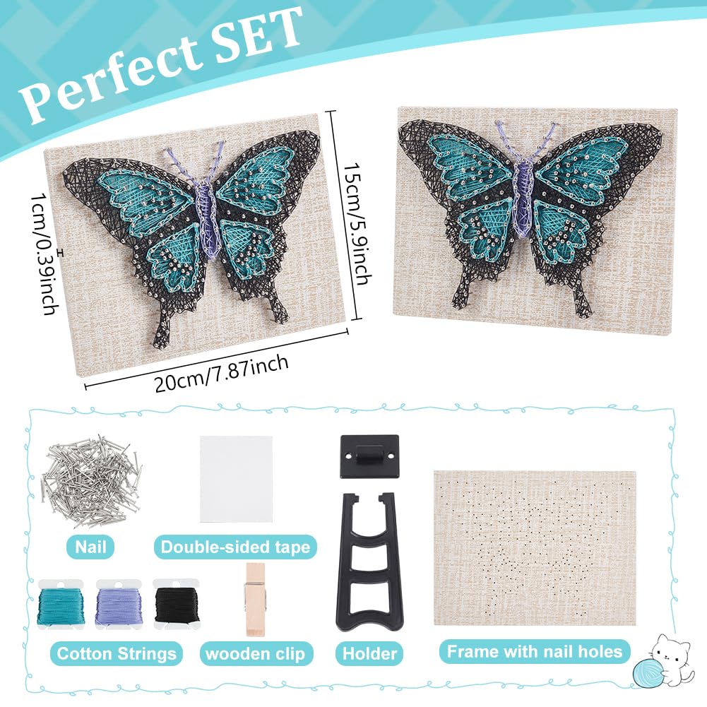 WEBEEDY DIY Blue Butterfly String Art Kit for Adults Beginners 3D Animal String Art Crafts Kit,Arts Crafts Kit Include All Necessary Accessories and Frame,Home Wall Decor Christmas Unique Gift WEBEEDY