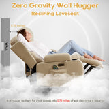 IPKIG Power Loveseat Recliner Sofa with Flip-Up Backrest Console, Drawer, AC Outlet, LED Light, Bluetooth Speakers, Wall Hugger Recliners for Living Room, RV, Home Theater (Beige, Loveseat) IPKIG