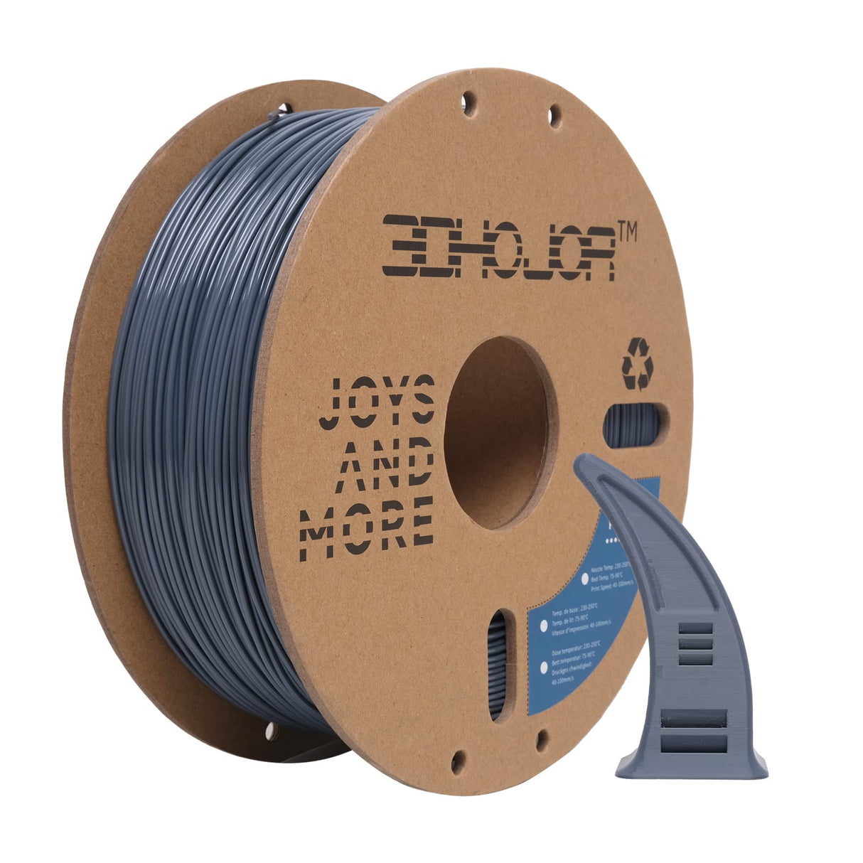 3DHoJor PETG Filament 1.75mm Grey, 3D Printing Filament 1kg Spool(2.2lbs), 3D Filament 1.75mm Dimensional Accuracy +/- 0.03mm Non Tangling Non Clogging Non Stringing,Print with Most 3D Printers 3DHoJor