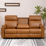 PALLOME Power Reclining Sofa, Electric 3-Seat Dual Recliner Sofa with USB Ports, Cup Holders, Wall Hugger Sofa & Couch for Living Room Home Theater Apartment RV (Brown) PALLOME