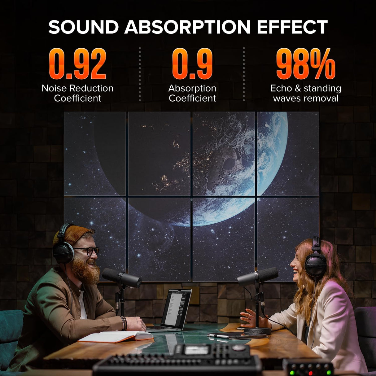 Art Acoustic Panels, Self-adhesive Decorative Sound Absorbing Wall Art, 48 X 32 Inches Soundproof Wall Panels, Noise Reducing for Recording Studio, Home 6 Pack, Planet Sonic Acoustics