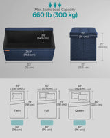 SONGMICS Mazie Collection - 30 Inches Storage Ottoman, Foldable Storage Bench with Flipping Lid, 660 lb Load Capacity, for Entryway, Living Room, Bedroom, Midnight Blue ULSF046Q02 SONGMICS