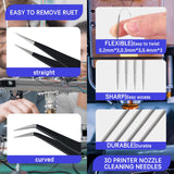23Pcs 3D Printer Tool Kit 3D Printing Accessories 3D Print Nozzle Cleaning Kit Includes Debur Tool Removal Tool Suitable for Burnishing Cleaning Finishing.3D Print Tool Kit. Kitnish