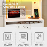 HOOBRO Pantry Cabinet, 67" Kitchen Pantry Storage Cabinet with LED Lights and Charging Station, Modern Hutch Cabinet with Microwave Stand, Cup and Goblet Holders, Shelves for Kitchen, White HOOBRO