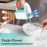 Hand Mixer Electric Handheld, 5-Speed Handheld Mixer, 380W Electric Mixer with Stainless Steel Whisk Beater Attachments, Snap-On Storage Case, Measuring Cups, Kitchen Cake Mixers for Baking Supplies WEPSEN