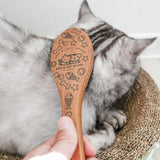 Menesia Pet Soft Brush with Wood Handle and Boar Bristle Hair - Soft Cat and Dog Grooming Brush for Short Hair Cats and Small Dogs - Gentle Massage and Dandruff Removal (Cat) menesia