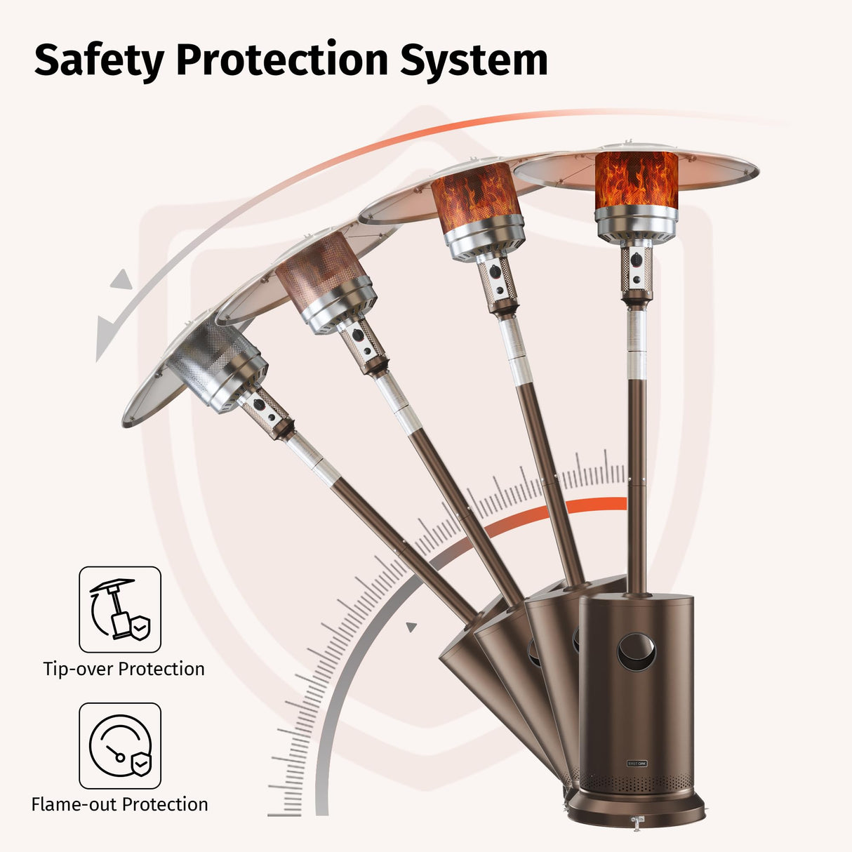 EAST OAK 50,000 BTU Patio Heater for Outdoor Use With Double-Layer Stainless Steel Burner, Round Table Design and Wheels, Outdoor Patio Heater for Commercial and Home, Bronze EAST OAK