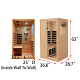 Xmatch Far Infrared Wooden Sauna Room, 1-Person Size Right Bench, with 1050W, 6 Heating Plates, 10-15 Minutes Pre-Warm up Xmatch