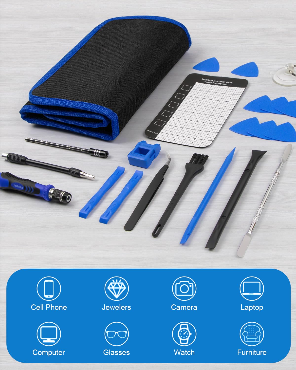 Precision Screwdriver Set, Computer Tool Kit, 146 PCS Laptop Screwdriver Kit with 123 Bits, Magnetic Mat, Suit for PC, iPhone, MacBook, Tablet, PS4, Xbox, Switch, Game Console and other Electronics UnaMela