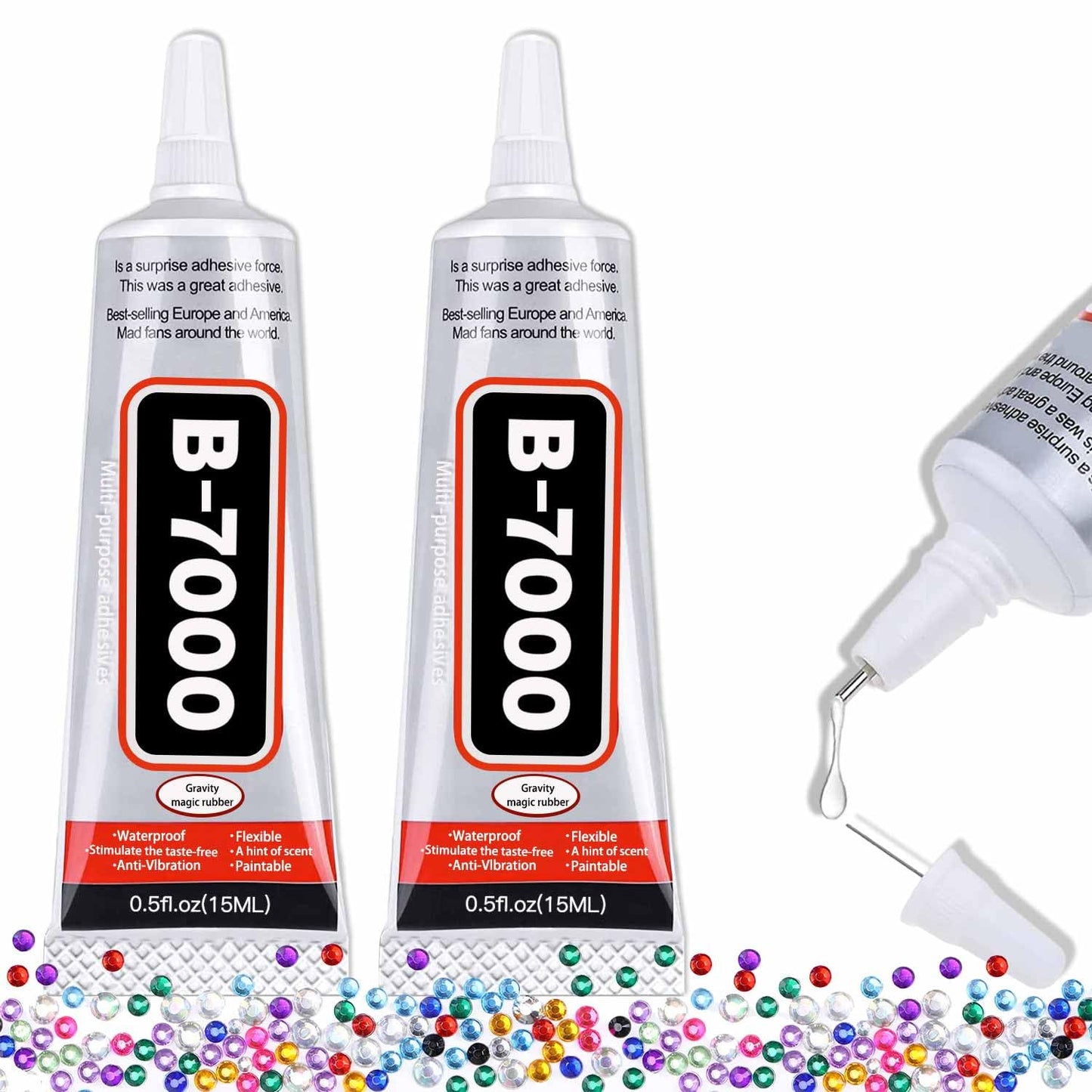 B-7000 Craft Glue for Jewelry Making - 15ml/0.5oz (2 Pack) - Multi-Function B-7000 Super Adhesive Glues Liquid Fusion Glue for Rhinestones Crafts, Clothes Shoes, Fabric, Jewelry Making, Cell  - WoodArtSupply