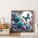Rose Butterfly Diamond Art Kits for Adults, 5D Full Drill Diamond Dots Paintings for Beginners, DIY Round Paint with Diamonds Pictures Gem Art Crafts Kits for Home Wall Decor 13.8 X 13.8inch GEMFAMILY
