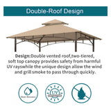 Grill Gazebo Replacement Canopy Top - Wonwon 5x8 Gazebo Roof Double Tiered Outdoor BBQ Roof Cover Grill Shelter Only Fit for Model L-GG001PST-F (Beige) Wonwon